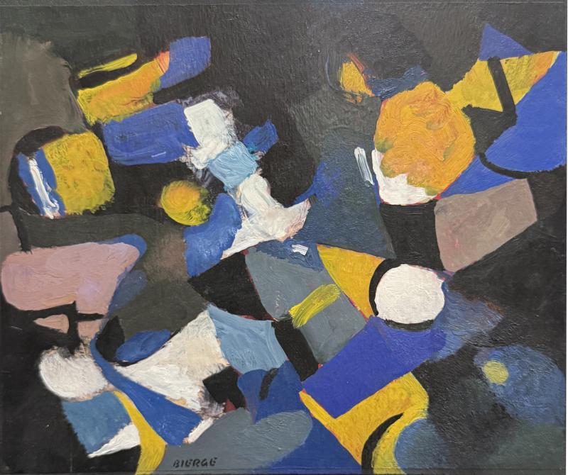 Abstract oil painting by Roland Bierge France 1976 