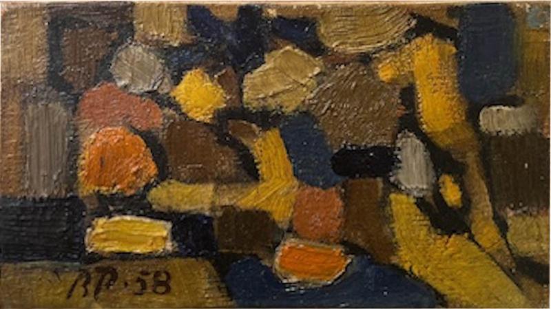 Abstract painting by Bill Parker Oil on canvas signed lower left BP 58 