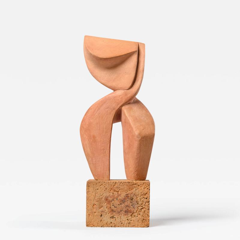 Abstract sculpture in terracotta on cork Italy 1982