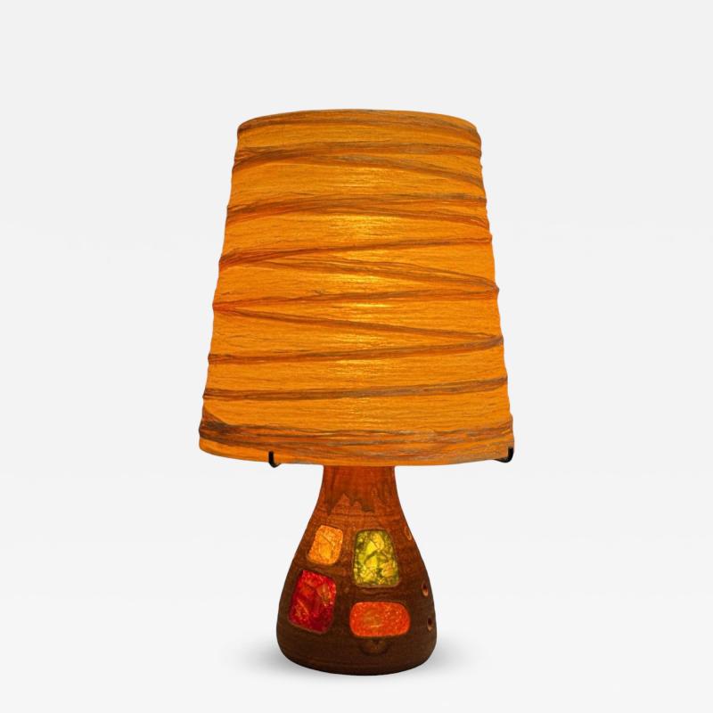 Accolay Pottery Accolay Ceramic Stained Glass Spun Resin Table Lamp France 1960s