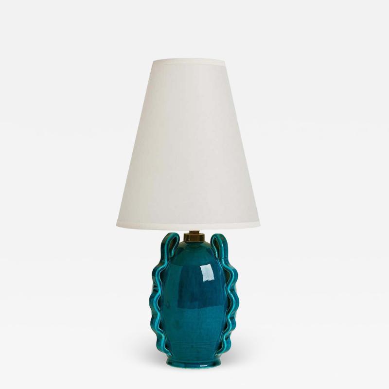 Accolay Pottery Turquoise Ceramic Table Lamp by Accolay