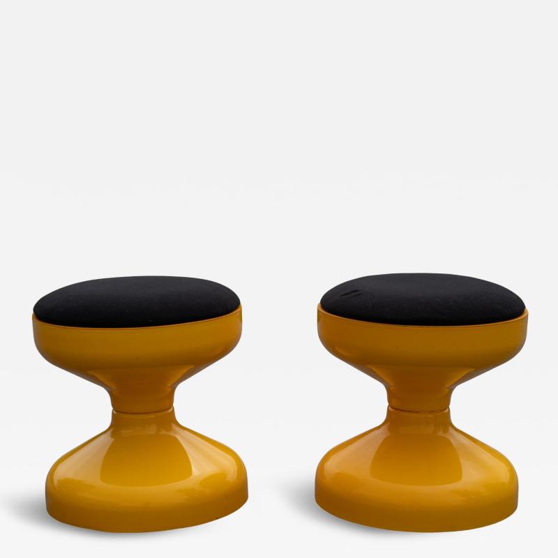Achille Castiglioni Achille Castiglioni for Kartell Pair of Space Age Yellow Black Plastic Stools