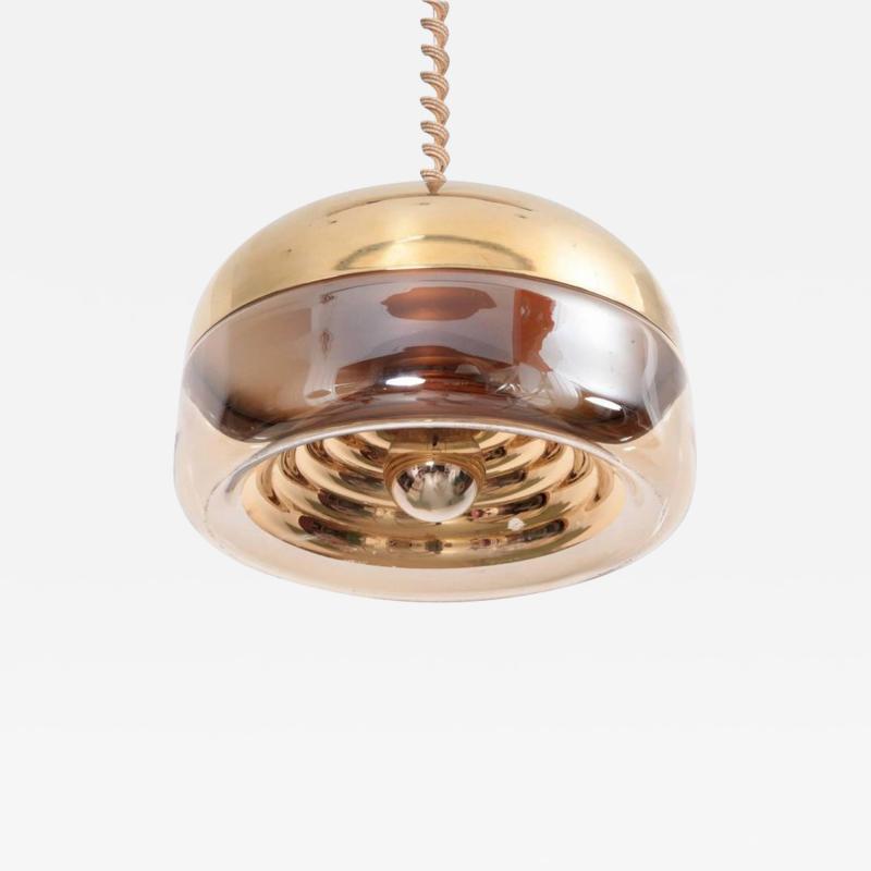 Achille Castiglioni Glass and Brass Pendant Lamp in the Style of Castiglioni Italy 1970s
