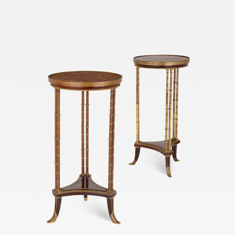 Adam Weisweiler Pair of Neoclassical style round side tables manner of Adam Weisweiler