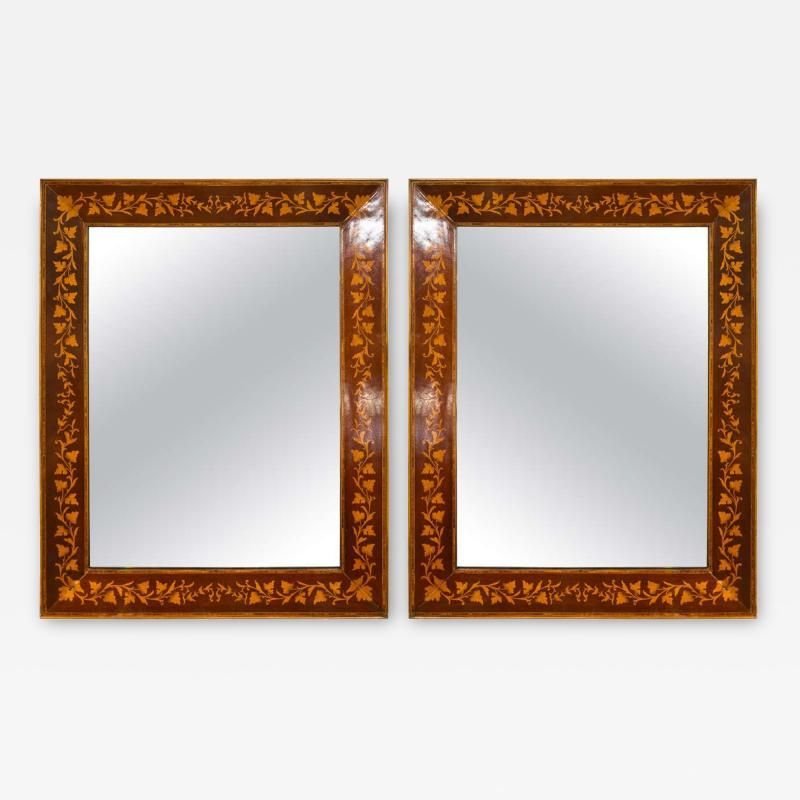 Adam s Style Small Wall Mirrors Leaf Motif Satinwood Distressed USA 1930s