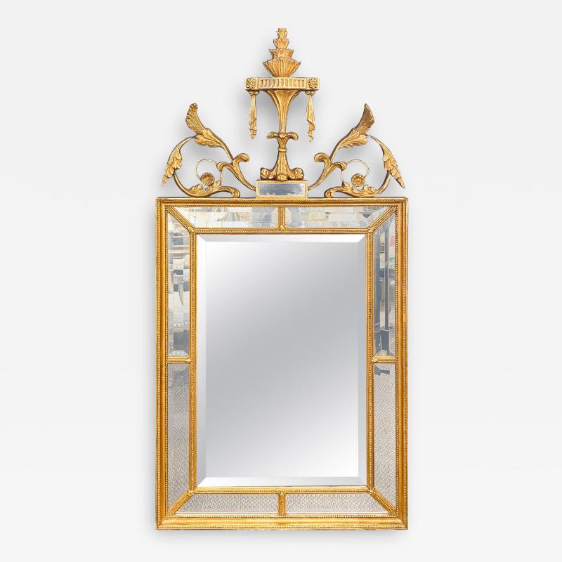 Adams Style Gilt Carved Wall Mirror with All Beveled Inserts