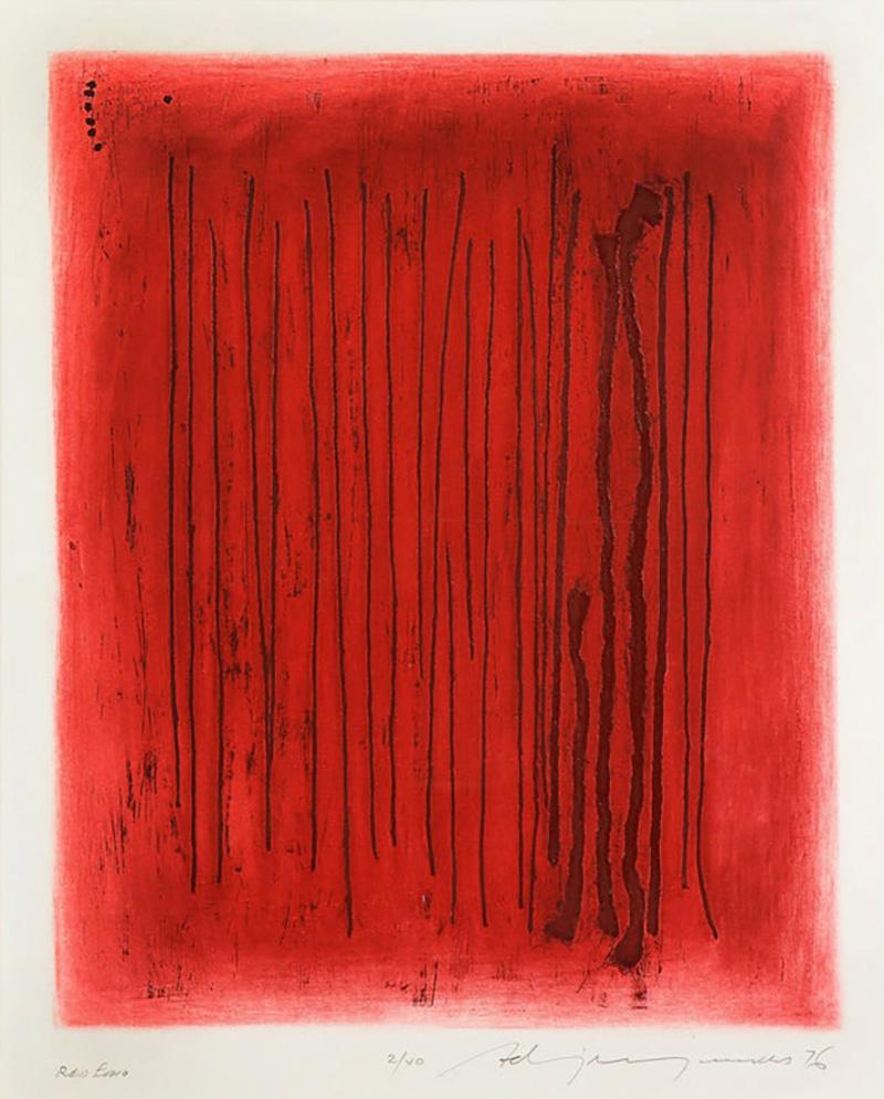 Adja Yunkers Adja Yunkers Red Echo Abstract Lithograph Signed