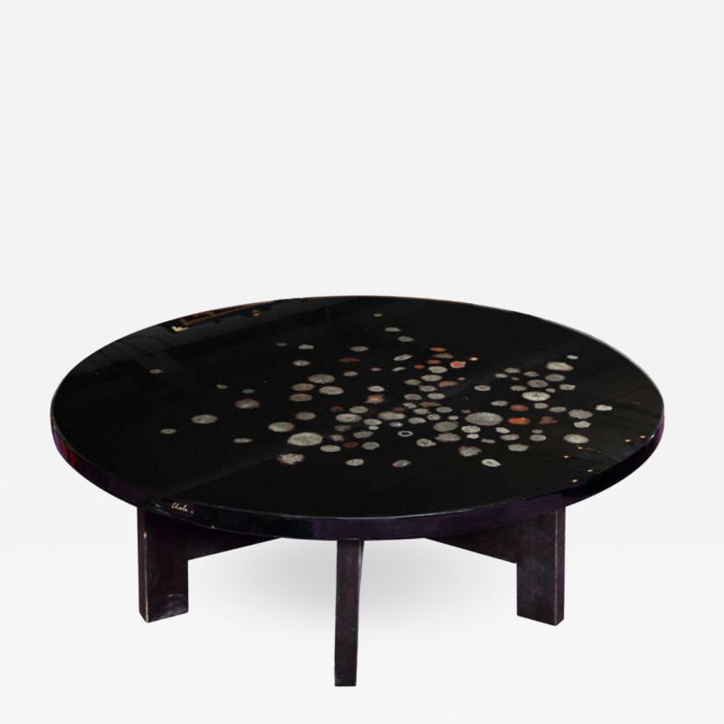 Ado Chale Ado Chale Circular Coffee Table In resin and Marcasite circa 1970