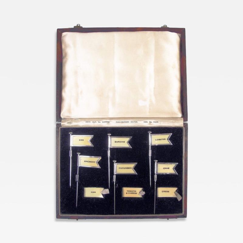 Adolph Scott Set of English Between the Wars Sterling Silver Sandwich Flags 1928