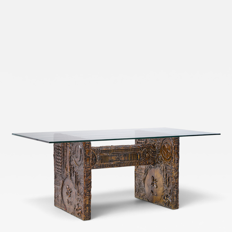 Adrian Pearsall Adrian Pearsall Craft Associates Mid Century Brutalist Glass Top Dining Table