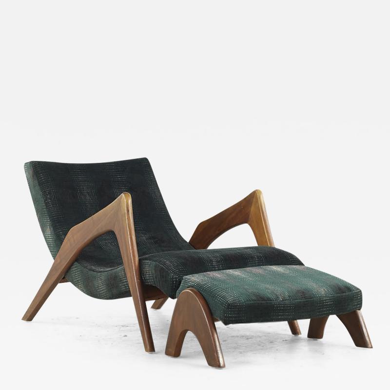 Adrian Pearsall Adrian Pearsall Mid Century Walnut Grasshopper Lounge Chair with Ottoman