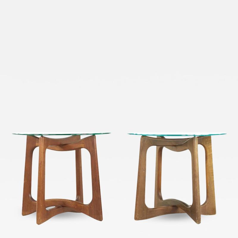 Adrian Pearsall Adrian Pearsall Mid Century Walnut and Glass Side Tables Pair