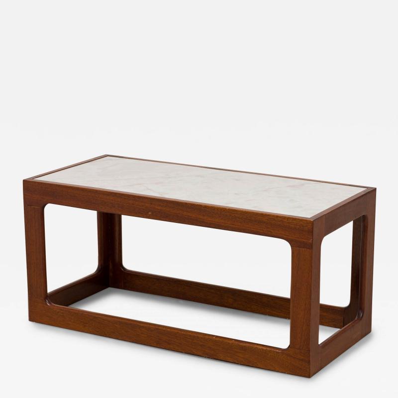 Adrian Pearsall Adrian Pearsall Open Cube Wood And Faux White Marble Coffee Cocktail Table