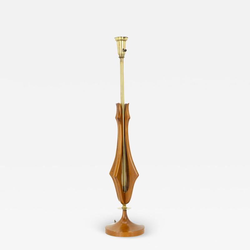 Adrian Pearsall Adrian Pearsall Style Mid Century Walnut and Brass Table Lamp