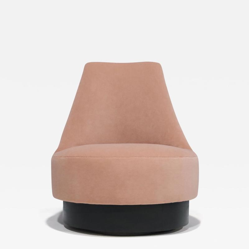 Adrian Pearsall Adrian Pearsall Style Swivel Chair in Blush Mohair