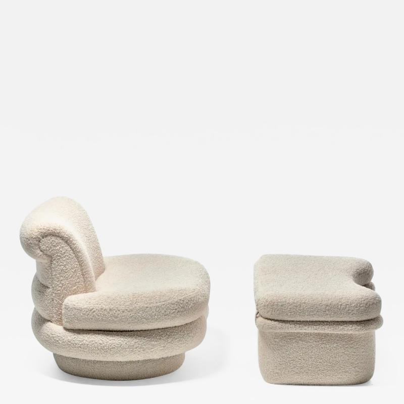 Adrian Pearsall Adrian Pearsall for Comfort Designs Slipper Chair Ottoman in Ivory Boucl 