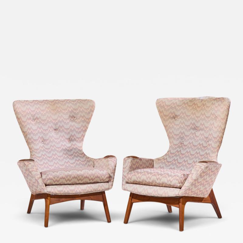 Adrian Pearsall Adrian Pearsall for Craft Associates 2231 C Walnut Wingback Lounge Chairs Pair