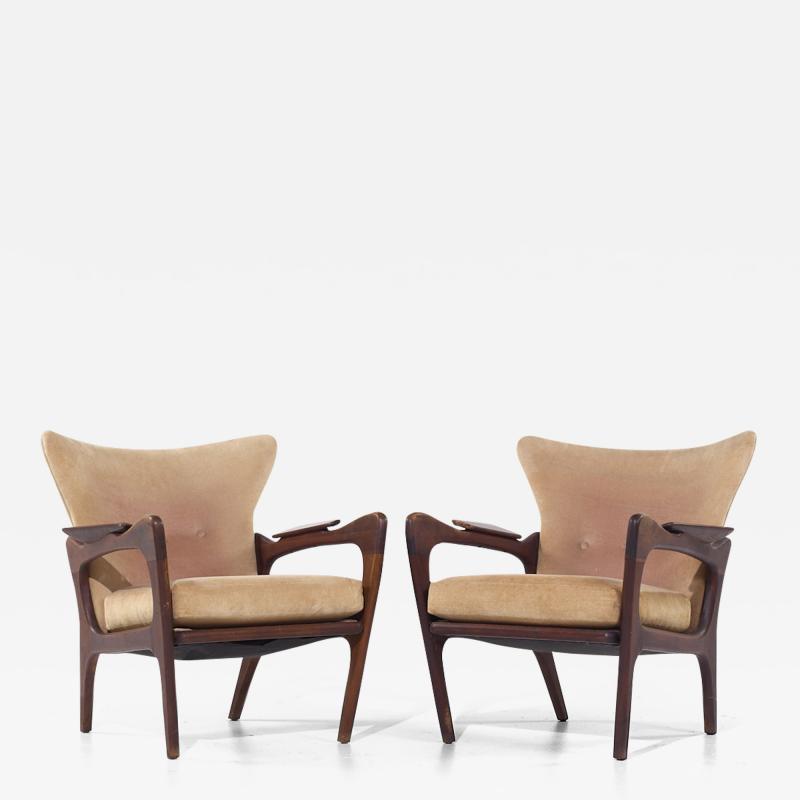 Adrian Pearsall Adrian Pearsall for Craft Associates 2291 C MCM Walnut Lounge Chair Pair