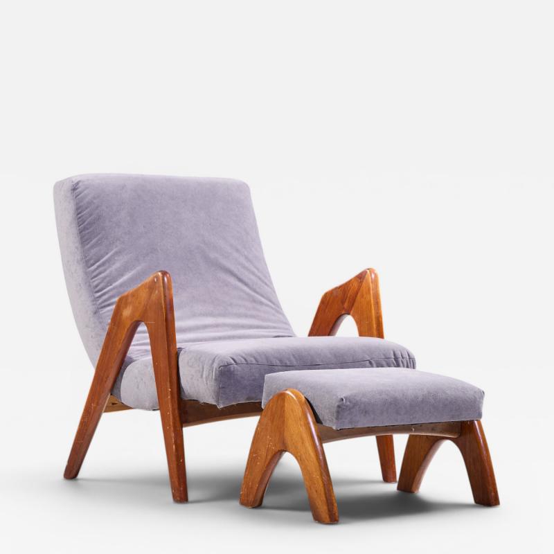 Adrian Pearsall Adrian Pearsall for Craft Associates 705 CW Walnut Lounge Chair with Ottoman