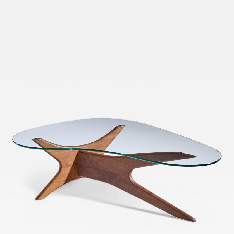 Adrian Pearsall Adrian Pearsall for Craft Associates Mid Century Walnut Jacks Coffee Table