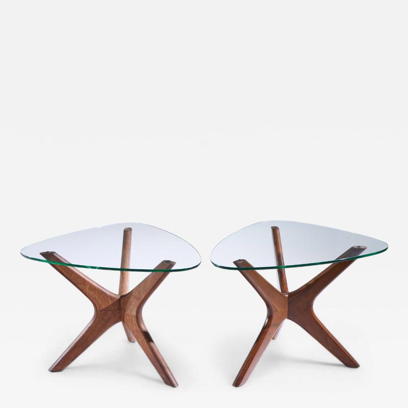 Adrian Pearsall Adrian Pearsall for Craft Associates Mid Century Walnut Jacks Side Table Pair