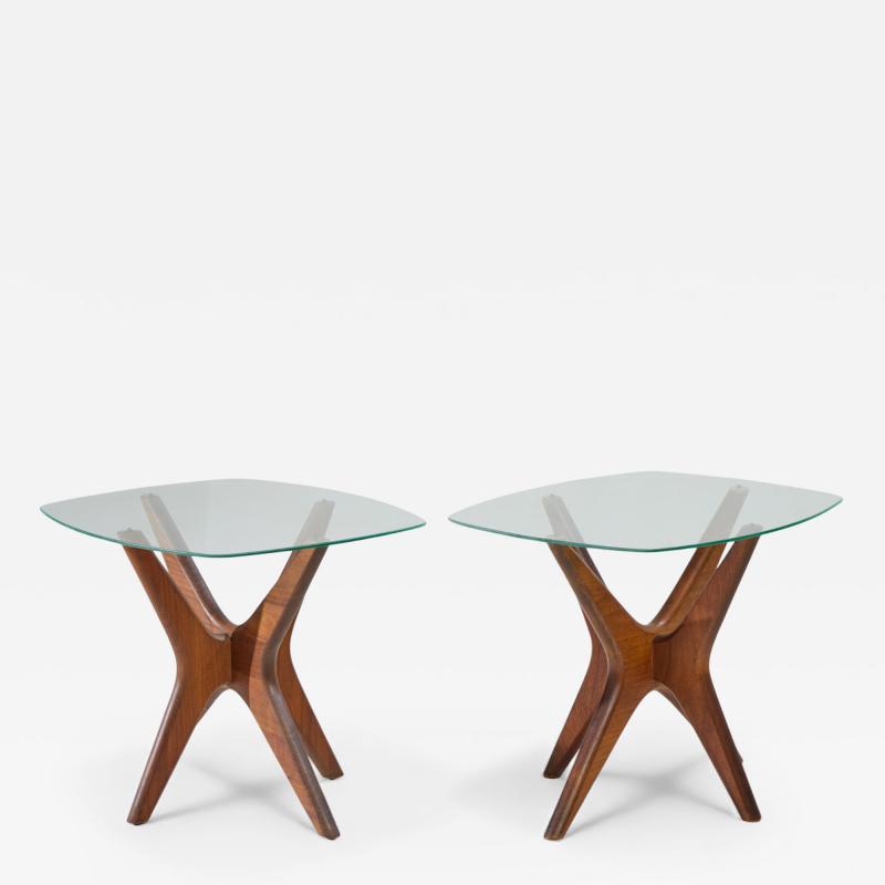 Adrian Pearsall Adrian Pearsall for Craft Associates Mid Century Walnut Jacks Side Tables Pair