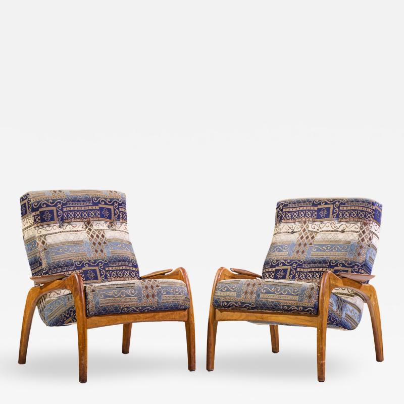 Adrian Pearsall Adrian Pearsall for Craft Associates Mid Century Walnut Lounge Chairs Pair