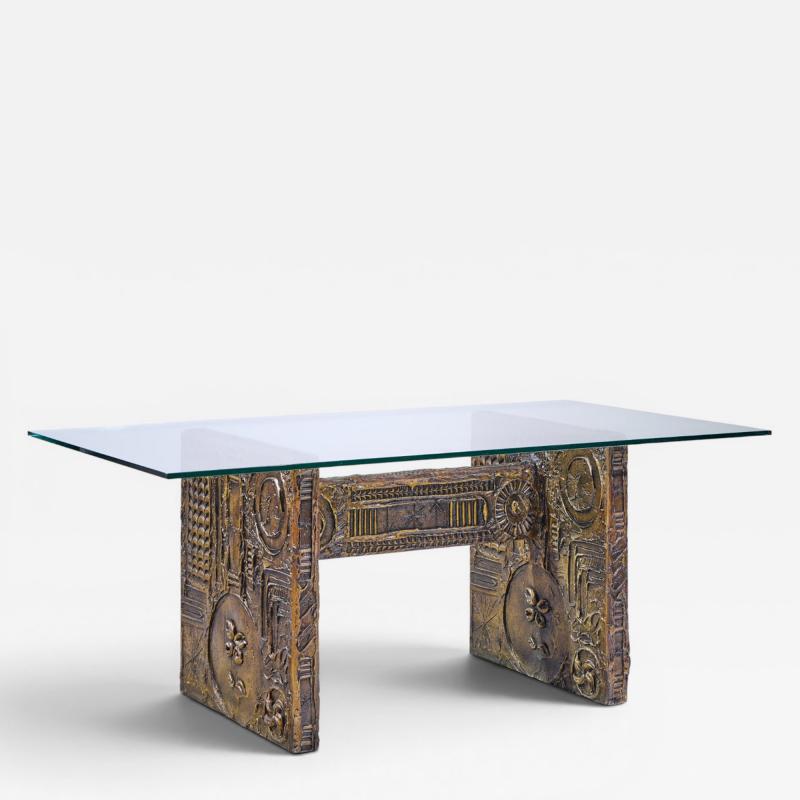 Adrian Pearsall Adrian Pearsall for Craft Associates Midcentury Brutalist Glass Top Dining Table