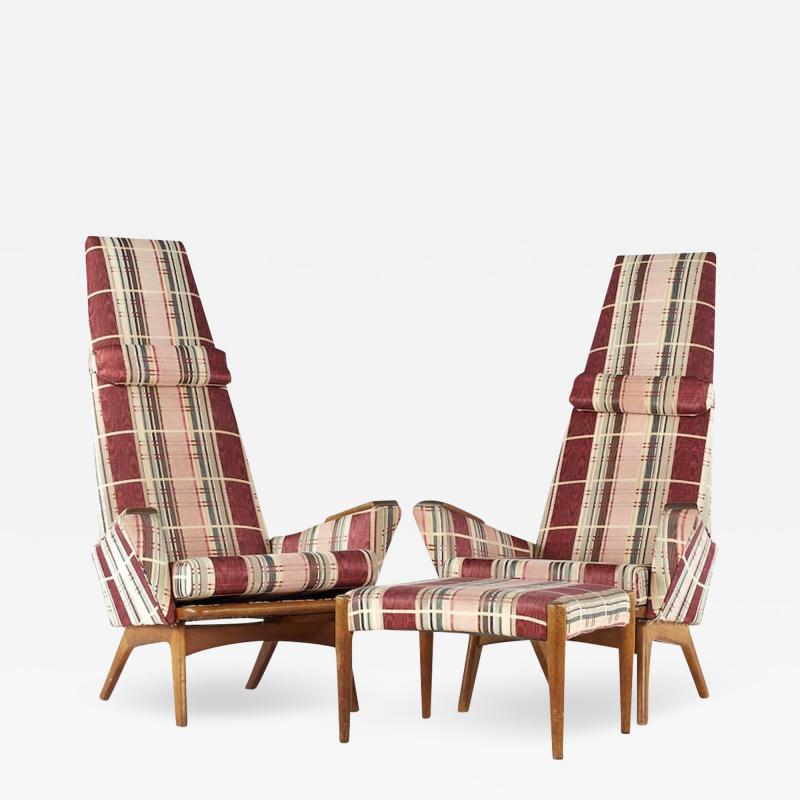 Adrian Pearsall Adrian Pearsall for Craft Associates Slim Jim Highback Lounge Chair Pair