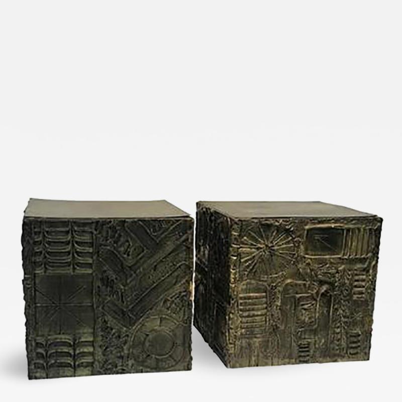 Adrian Pearsall Amazing Pair of Adrian Pearsall Brutalist Cube Shaped End or Side Tables