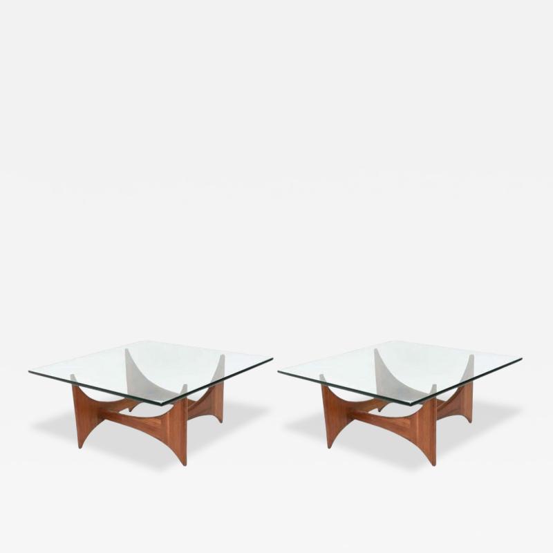 Adrian Pearsall American Modern Pair of Walnut and Glass Low Tables by Adrian Pearsall