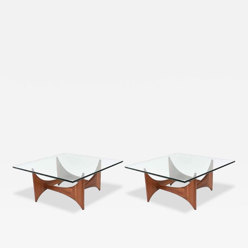 Adrian Pearsall American Modern Pair of Walnut and Glass Low Tables by Adrian Pearsall