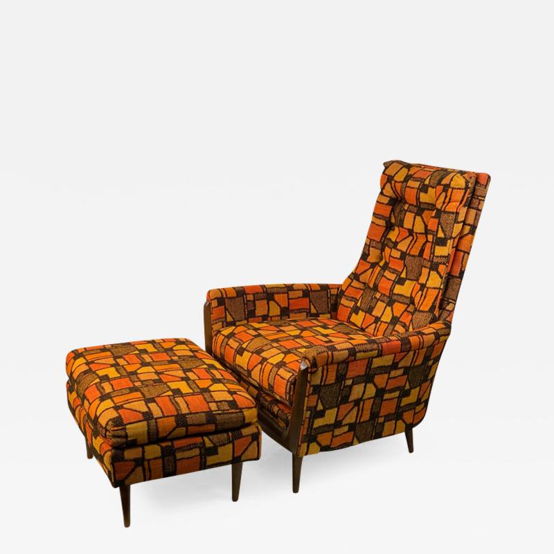 Adrian Pearsall MID CENTURY ADRIAN PEARSALL LOUNGE CHAIR AND OTTOMAN WITH ORIGINAL MOD FABRIC