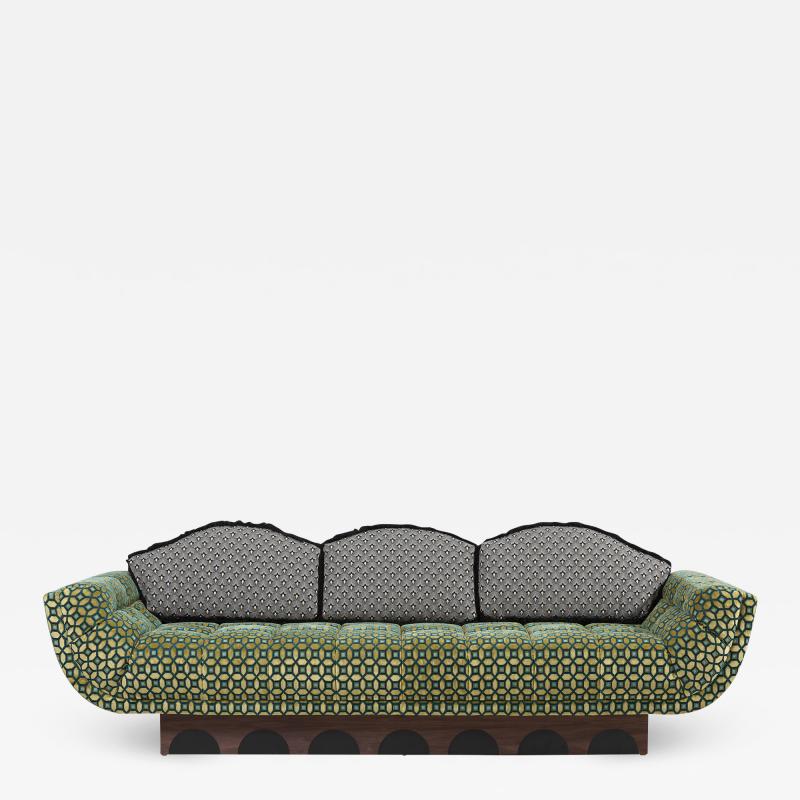 Adrian Pearsall Newly upholstered Adrian Pearsall Spanish Sofa USA 1970s