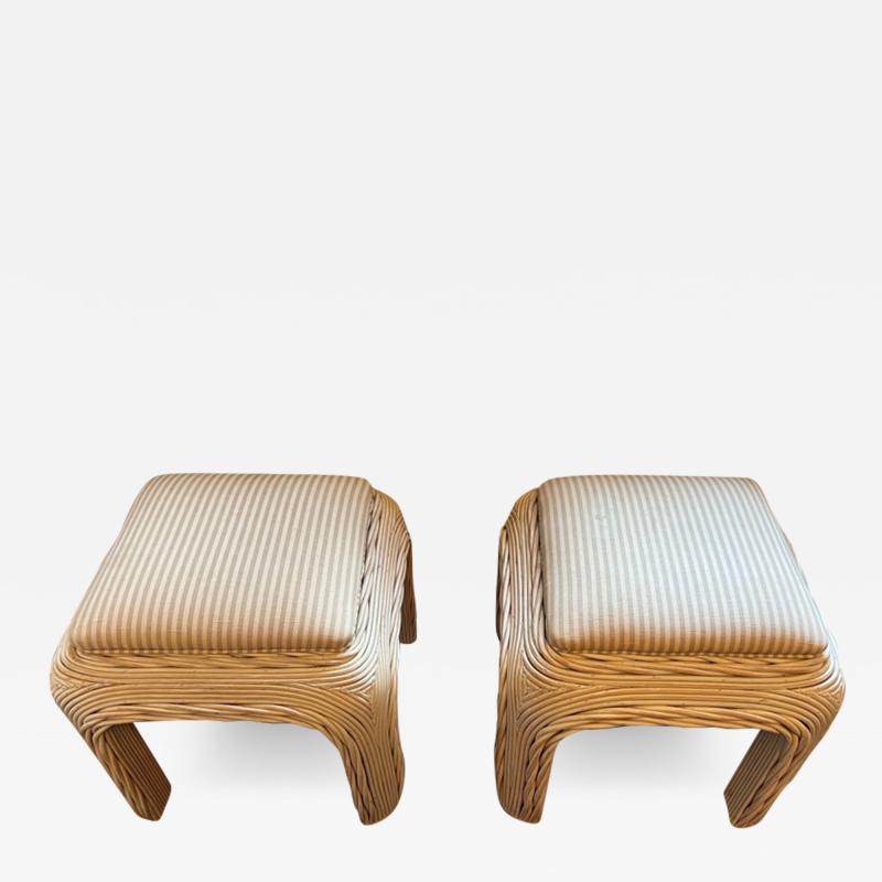 Adrian Pearsall PAIR OF SPLIT REED WATERFALL DESIGN STOOLS BY ADRIAN PEARSALL