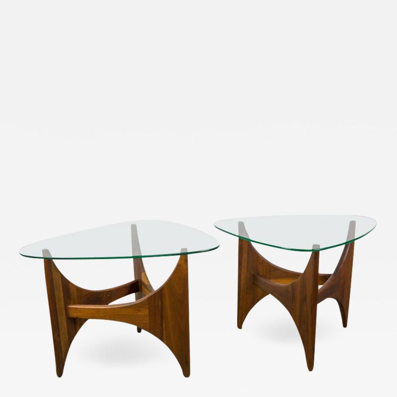 Adrian Pearsall Pair of Walnut and Glass Coffee Tables by Adrian Pearsall