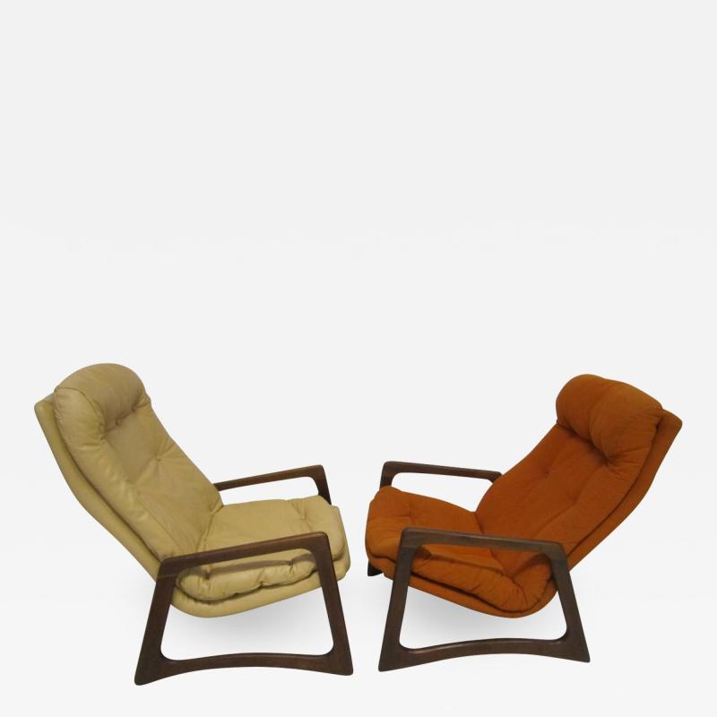 Adrian Pearsall Sculptural Pair of Adrian Pearsall Walnut Lounge Chairs Mid Century Modern