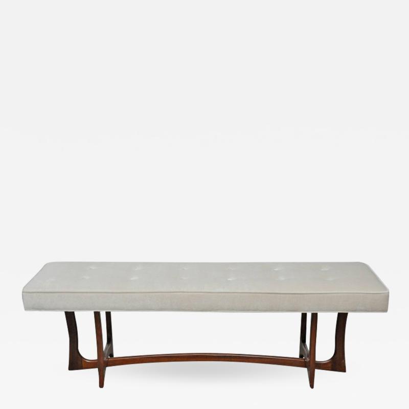 Adrian Pearsall Sculptural Walnut Bench with Cream Upholstery Adrian Pearsall