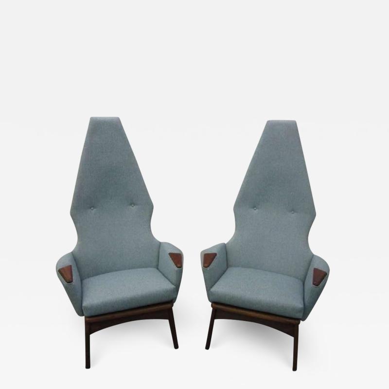 Adrian Pearsall Spectacular Pair of Adrian Pearsall High Back Chairs Mid Century Danish Modern