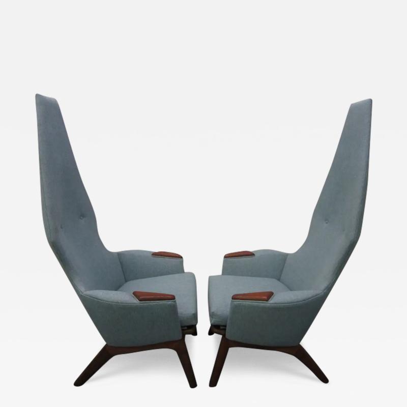 Adrian Pearsall Spectacular Pair of Adrian Pearsall High Back Chairs Mid Century Danish Modern