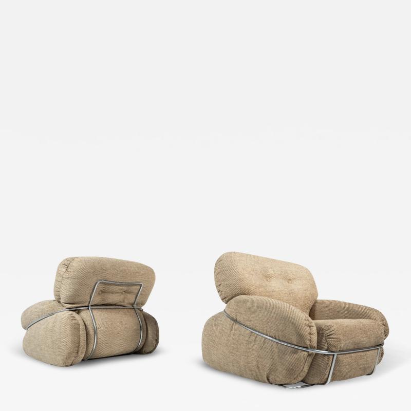 Adriano Piazzesi Mid Century Modern Pair of Okay Armchairs by Adriano Piazzesi 1960s