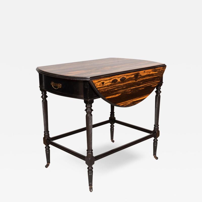 Aesthetic Movement Calamander and Ebonized Pembroke Table