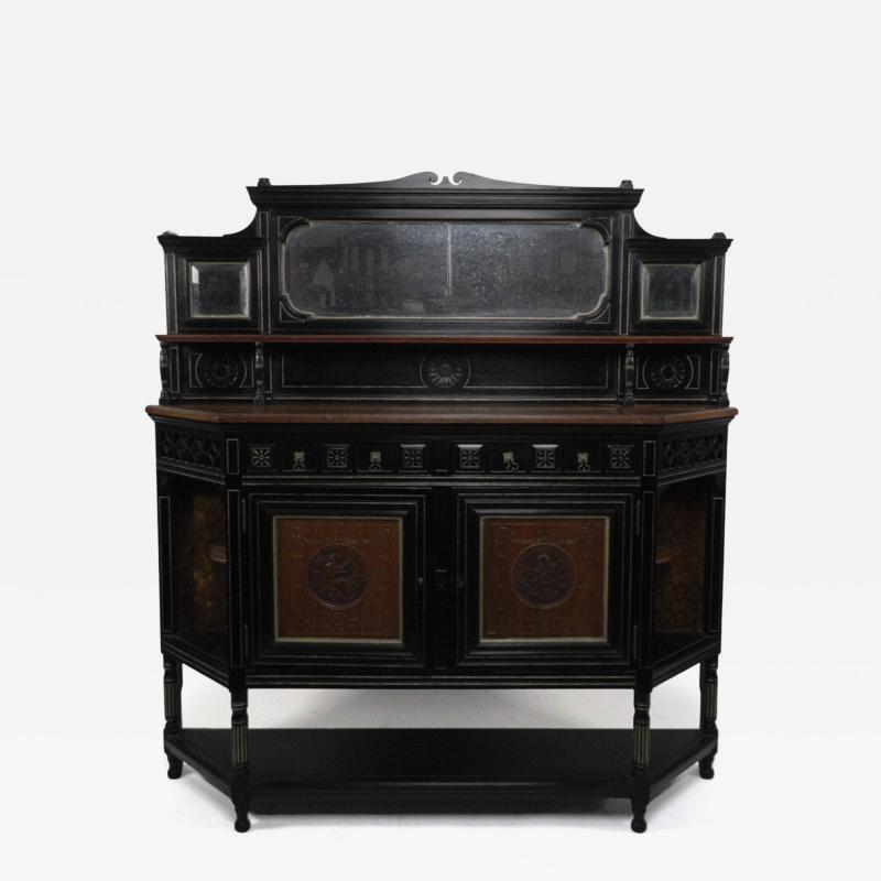 Aesthetic Movement Side Cabinet with Carved panels of Putti Putti playing music 