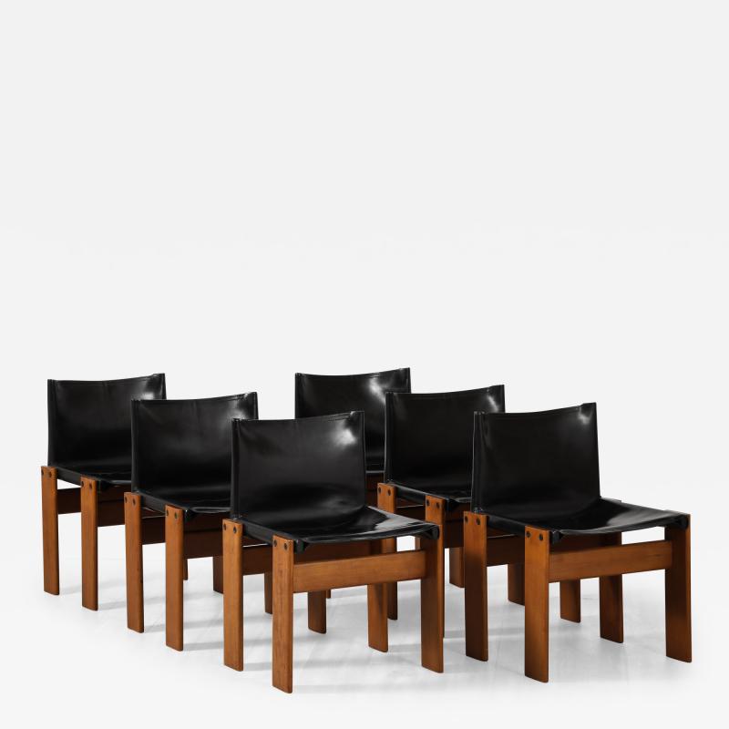 Afra Tobia Scarpa Afra Tobia Scarpa Monk Set of Six Dining Chairs for Molteni 1974