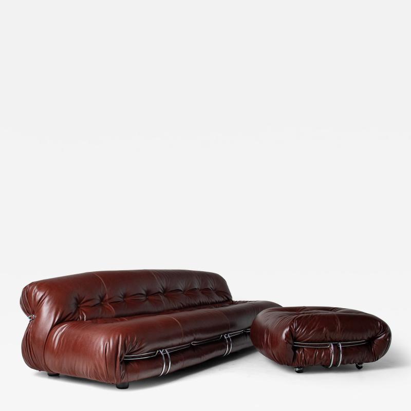 Afra Tobia Scarpa Afra Tobia Scarpa Soriana Four Seat Sofa Ottoman in New Oxblood Leather
