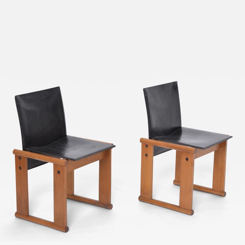 Afra Tobia Scarpa Afra Tobia Scarpa attributed Pair of Dining Chairs in Black Leather