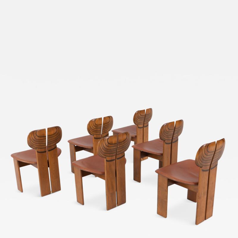 Afra Tobia Scarpa Afra and Tobia Scarpa Africa Chairs With Cognac Leather Seating 1975