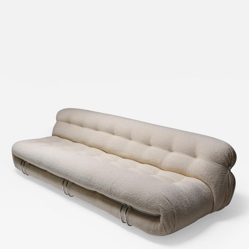 Afra Tobia Scarpa Cassina Soriana Four Seater Sofa by Afra and Tobia Scarpa in Boucl 1970s