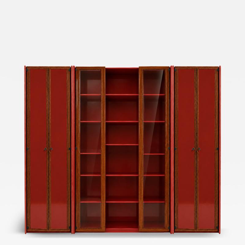 Afra Tobia Scarpa Mid Century Afra Tobia Scarpa Italian Red Lacquer 1960s Modular Wall Unit