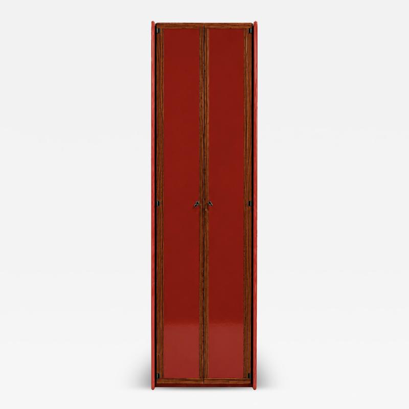 Afra Tobia Scarpa Mid Century Afra Tobia Scarpa Italian Wood Red Lacquer 1960s Tall Cabinet